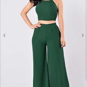 Dark green two piece pants set